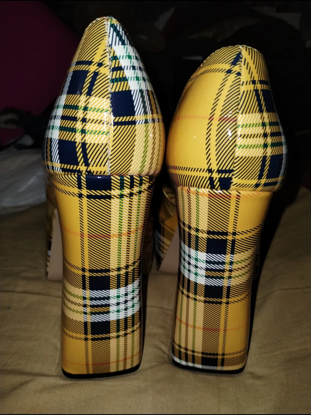 Madden Girl Khloie Platform Mary Jane Pumps in Yellow Plaid